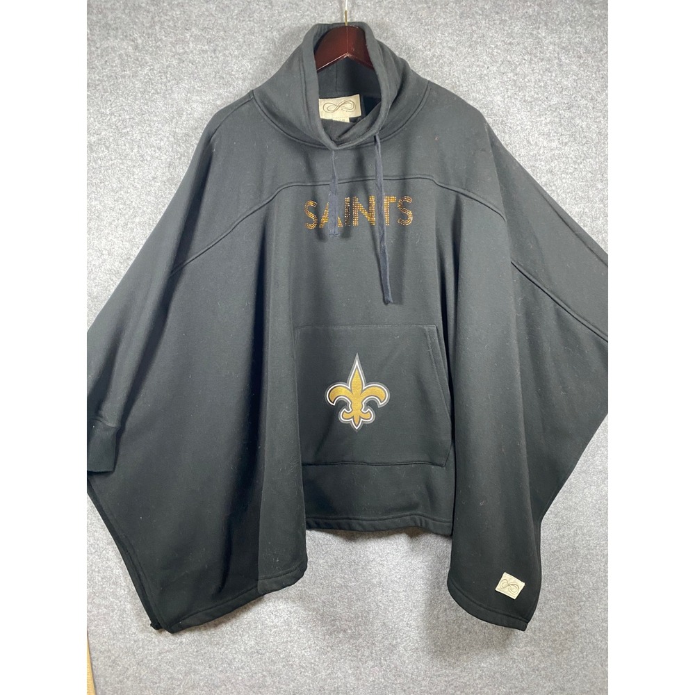 Tony Gonzalez NFL New Orleans Saints Women Poncho Sweatshirt Black Rhinestone L